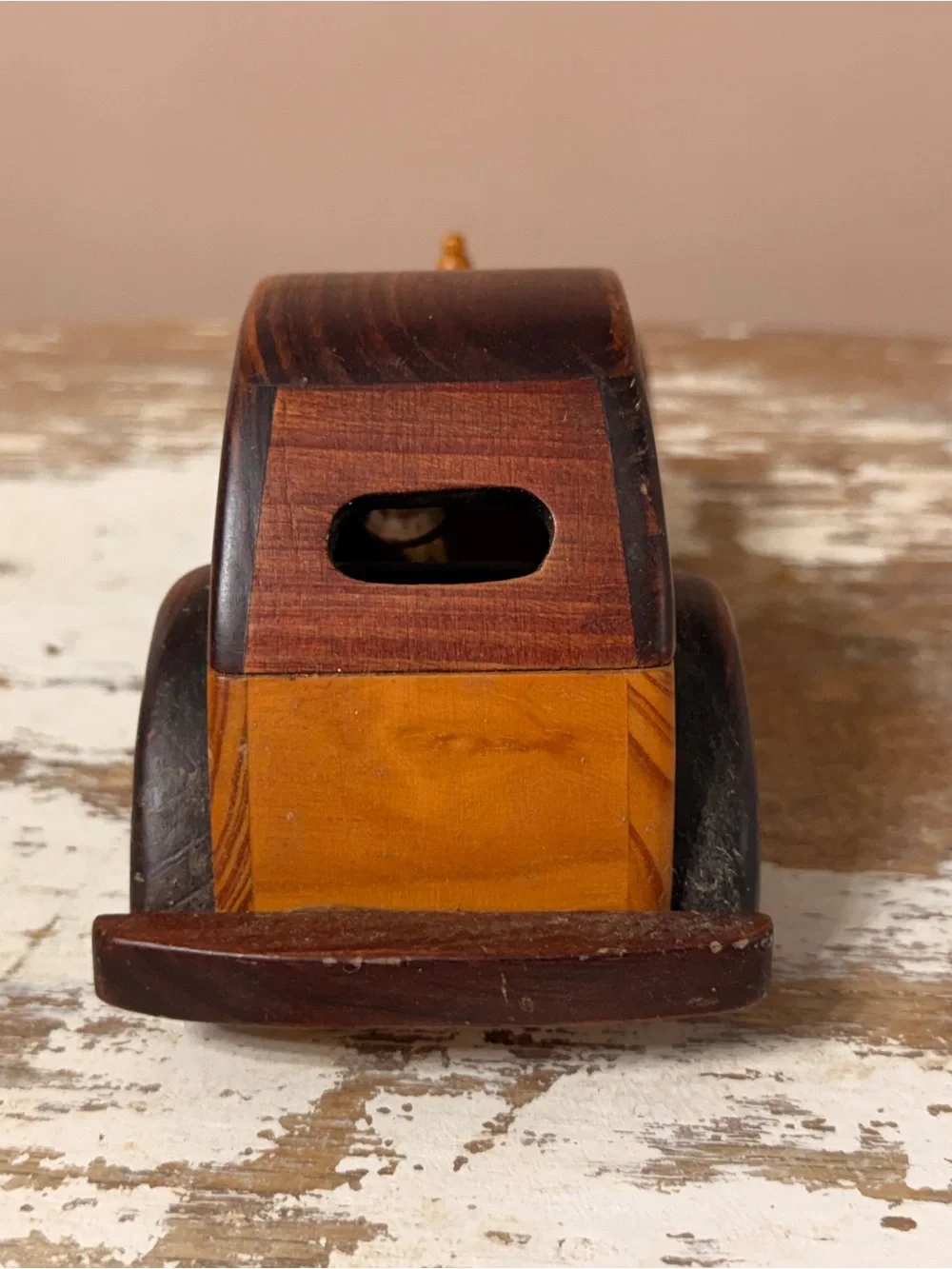 Vintage Hand Crafted Wooden Toy Car - Brown & Black